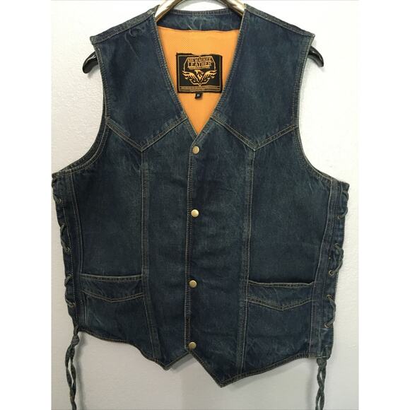 Milwaukee Jean Women's Side Lace 4 Snap Front Denim Vest‎ Size XL - Picture 2 of 8